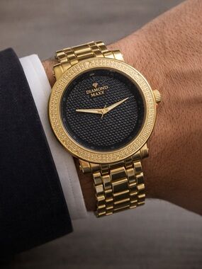 Diamond Supply Co. Gold-Tone Men's Watch with Black Dial